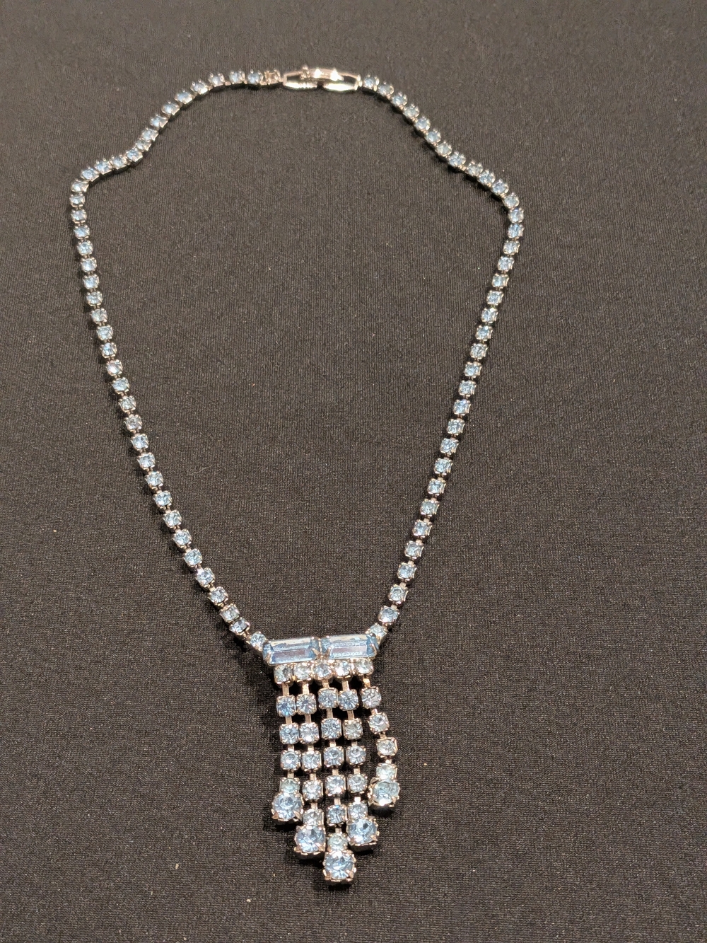 Elegant Light AB Blue Crystal Fringe Tennis Necklace